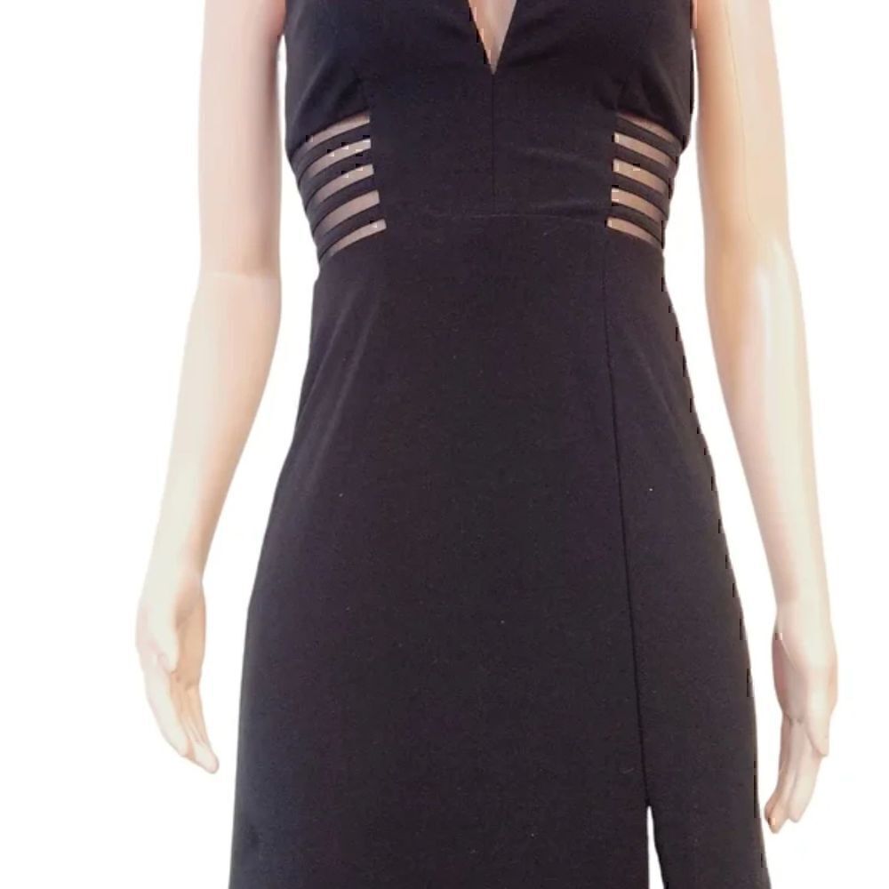 Morgan & Co. Womens Juniors Illusion Mesh Inset Evening Dress Black 3/4 - Picture 10 of 12